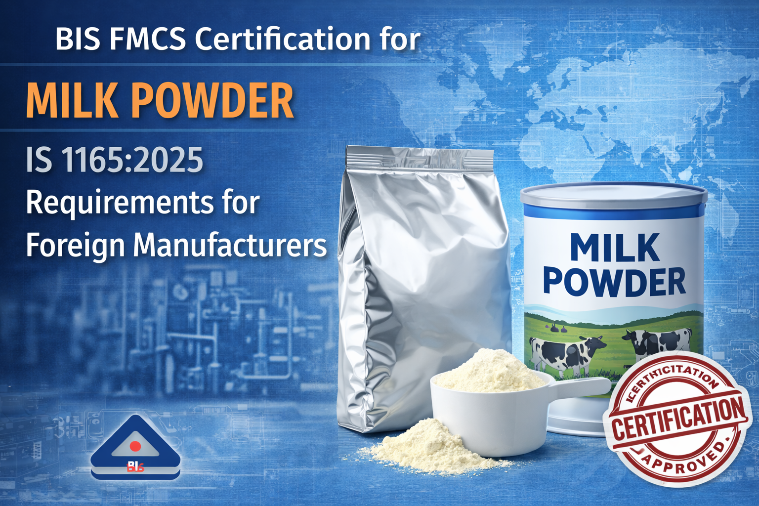 BIS FMCS Certification for Milk Powder – IS 1165:2025 Requirements for Foreign Manufacturers